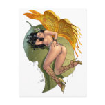 Sexy Sprite Elf Fairy on a Leaf by Al Rio Postcards