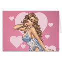 Sexy Valentine's Brunette Pin-up Girl by Al Rio cards