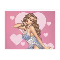 Sexy Valentine's Brunette Pin-up Girl by Al Rio Post Cards