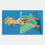 Sexy Vintage Ironing Pinup Woman Rectangle Stickers