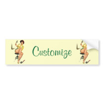 Sexy Vintage Plumber Pin Up Woman Bumper Stickers