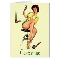 Sexy Vintage Plumber Pin Up Woman Cards