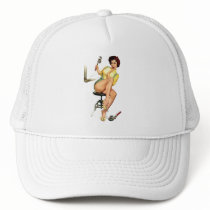 Sexy Vintage Plumber Pin Up Woman Trucker Hats