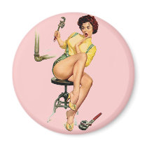 Sexy Vintage Plumber Pin Up Woman Fridge Magnet