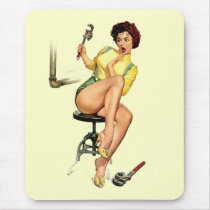 Sexy Vintage Plumber Pin Up Woman Mouse Pads