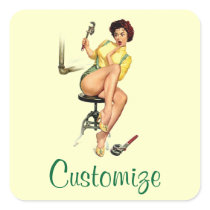 Sexy Vintage Plumber Pin Up Woman Stickers