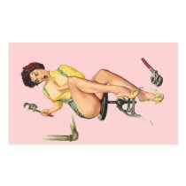 Sexy Vintage Plumber Pin Up Woman Rectangular Sticker