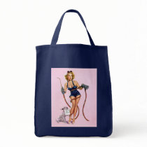 Sexy Vintage Welding Pin Up Woman Tote Bags