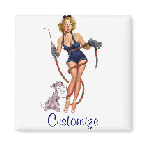 Sexy Vintage Welding Pin Up Woman Refrigerator Magnet