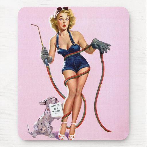 Sexy Vintage Welding Pin Up Woman Mousepad