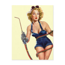 Sexy Vintage Welding Pin Up Woman Post Card