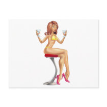 Sexy woman in bikini with cocktails illustration