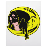 Sexy Woman Sitting Face Of Moon Letterhead Design