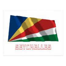 Seychelles Waving Flag with Name Post Cards