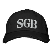 SGB Distressed Embroidered Chino Twill Cap (Blk) Embroidered Baseball Cap