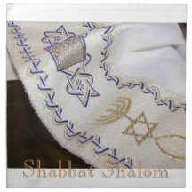 Shabbat Shalom Hebrew Talit Napkin set of Napkins