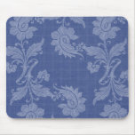 Shabby Blue Floral on Light Plaid Mousepad