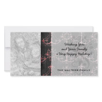 shabby chic chandelier mod pin black damask customized photo card