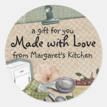 Shabby chic cherry icebox cooking baking gift tag round sticker