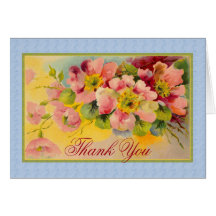 Shabby Chic Dog Rose Thank You Floral Greeting Card