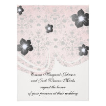 shabby chic grey heart swirl damask on grunge pink custom invites