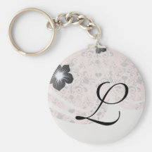 shabby chic grey heart swirl damask on grunge pink key chain