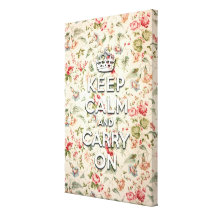 Shabby chic keep calm and carry on stretched canvas print