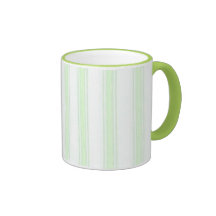Shabby Chic Light Green and White Stripes Coffee Mugs