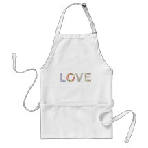 Shabby Chic Love Typography - white Aprons