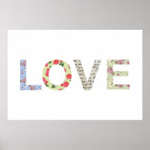 Shabby Chic Love Typography - white Print
