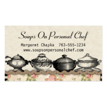 Shabby chic soup terrines chef catering biz cards business card