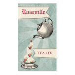 Shabby chic teapot pouring roses teacup gift tag business card template