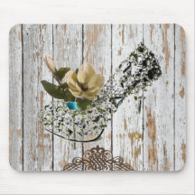 shabby chic vintage country wedding favour mouse pad