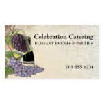 Shabby chic vintage grapes champagne chef catering business card template