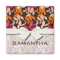 shabby colourful leaves pattern magnet