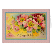 Shabby Dog Rose Happy Birthday Chic Floral Cards