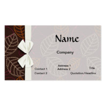 shabby etched leaves on dark brown business card