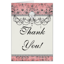 shabby  grey heart swirl damask on grunge pink cards