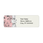 shabby grey heart swirl damask on grunge pink return address label