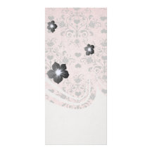 shabby grey heart swirl damask on grunge pink rack card design