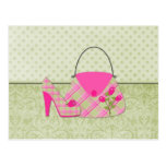 Shabby Pink Roses Purse and Shoe (2) Postcard