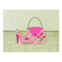 Shabby Pink Roses Purse and Shoe (2) Postcard