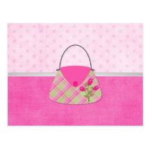 Shabby Pink Roses Purse Border (5) Postcard
