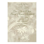 Shabby Taupe Floral Wedding Invitations