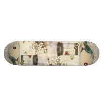 shabbychic Bird  cage collage Vintage Paris Skateboard Deck