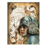 shabbychic Posh Vintage Paris Lady Fashion Post Card