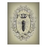 shabbychic Victorian Bee Queen crown Fashion Post Cards