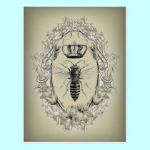 shabbychic Victorian Bee Queen crown Fashion postcards