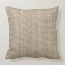 Shades Of Beige Linen Burlap Look-Stripes Pattern Throw Pillows