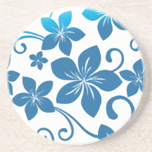 Shades of Blue Plumeria Blooms Coasters